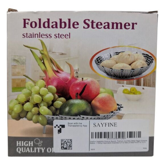 Sayfine Foldable Vegetable Steamer Basket Stainless Steel Expandable 10.5" - Picture 3 of 14